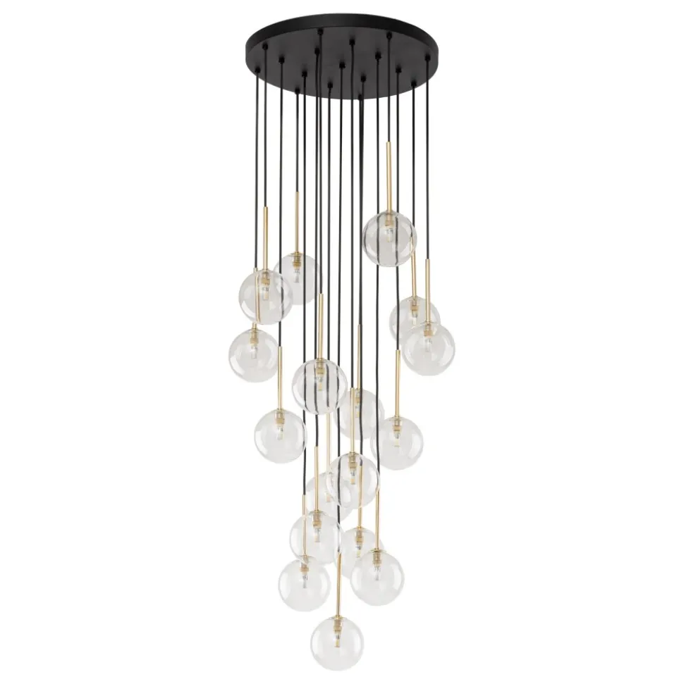 Lampa Wisząca NILOS Czarny Złoty Szklane Klosze 17xG9