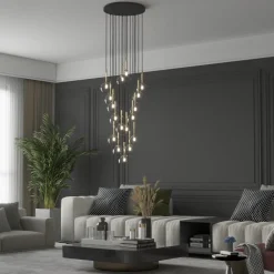 Lampa Wisząca NILOS Czarny Złoty Szklane Klosze 17xG9