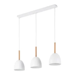 Lampa Wisząca NORD Biały Drewno Metalowe Klosze 3xE27