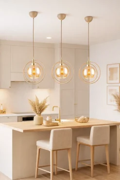Lampa Wisząca Nostra Beżowa Szkło 1xE27 35 cm