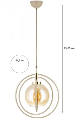 Lampa Wisząca Nostra Beżowa Szkło 1xE27 35 cm