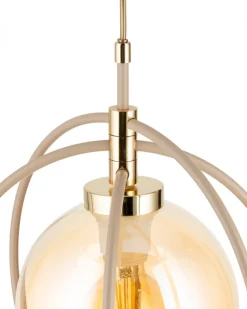Lampa Wisząca Nostra Beżowa Szkło 1xE27 35 cm