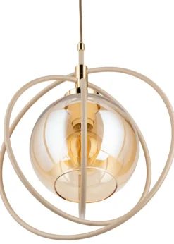 Lampa Wisząca Nostra Beżowa Szkło 1xE27 35 cm