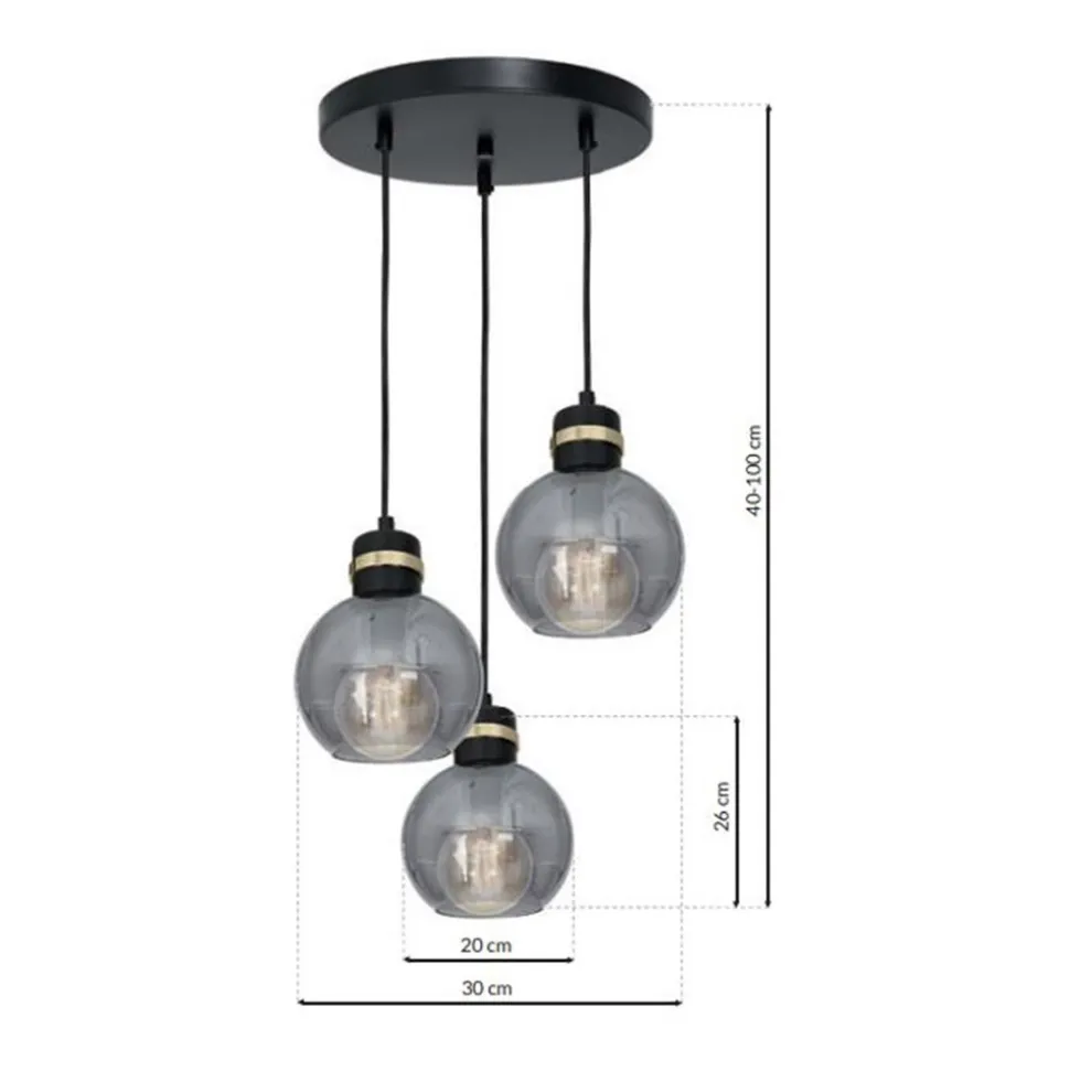 Lampa wisząca OMEGA BLACK/GOLD 3xE27