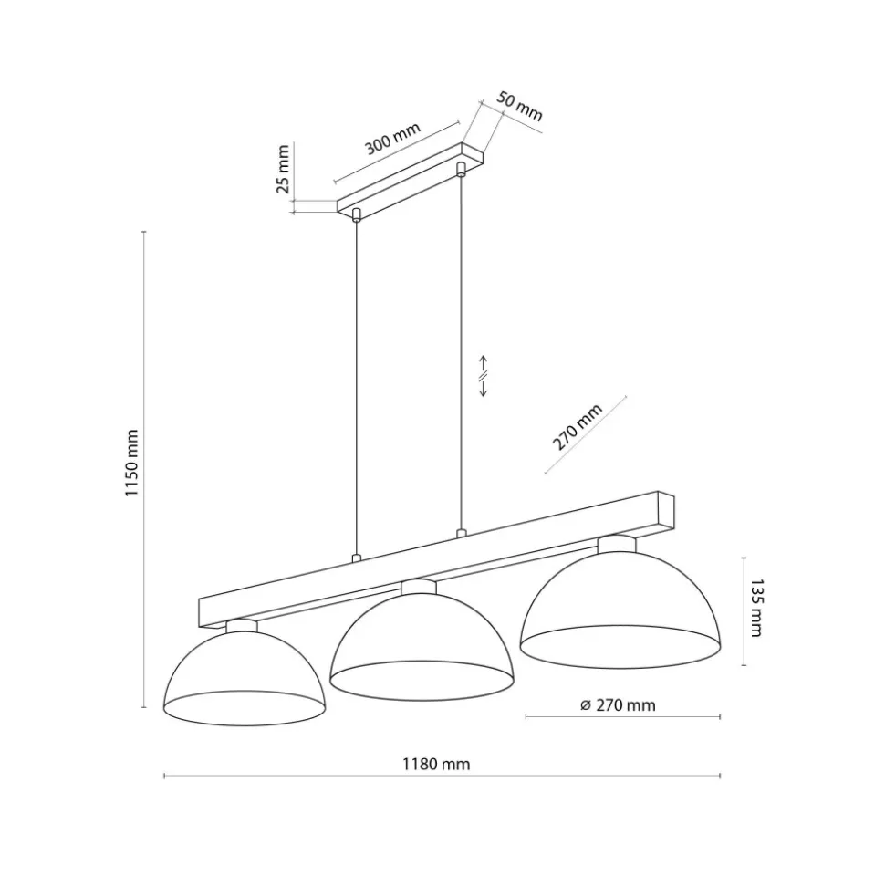 Lampa Wisząca OSLO Brązowy Metalowe Klosze 3xE27