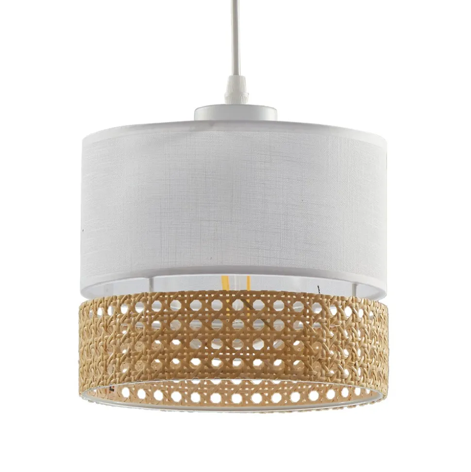 Lampa Wisząca PAGLIA Biały Boho Abażur 1xE27 20cm