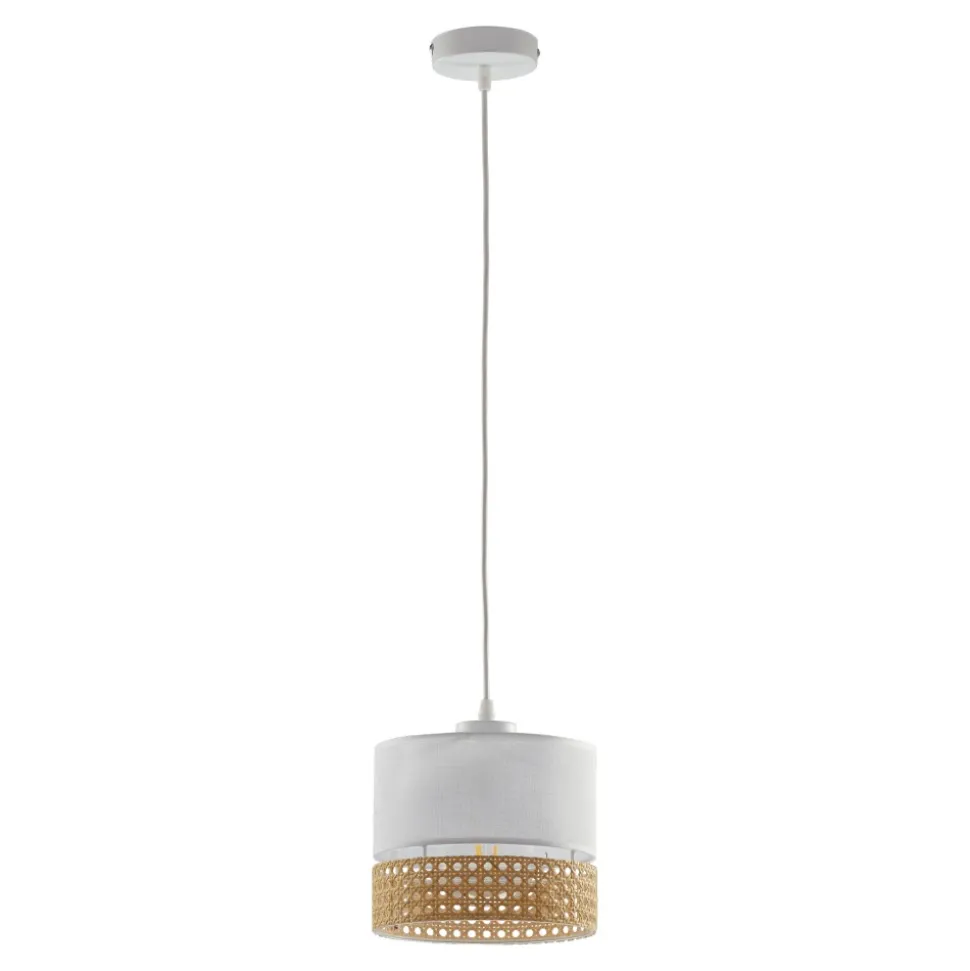 Lampa Wisząca PAGLIA Biały Boho Abażur 1xE27 20cm