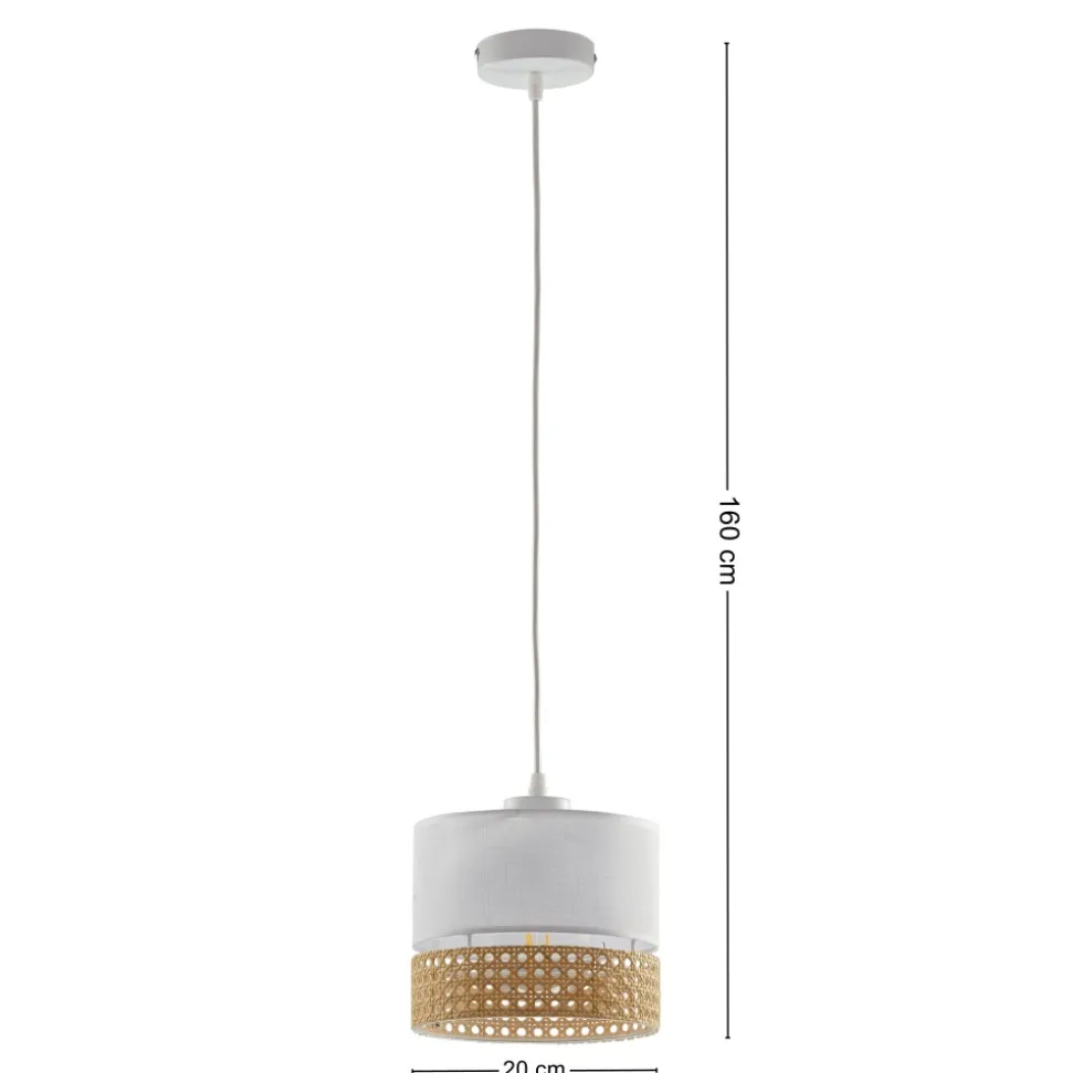 Lampa Wisząca PAGLIA Biały Boho Abażur 1xE27 20cm