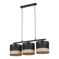 Lampa Wisząca PAGLIA Czarny Boho Abażur 3xE27