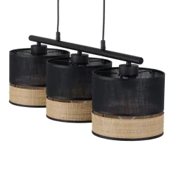 Lampa Wisząca PAGLIA Czarny Boho Abażur 3xE27