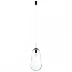 Lampa Wisząca PEAR L Czarny Szklany Klosz 1xE27 22cm