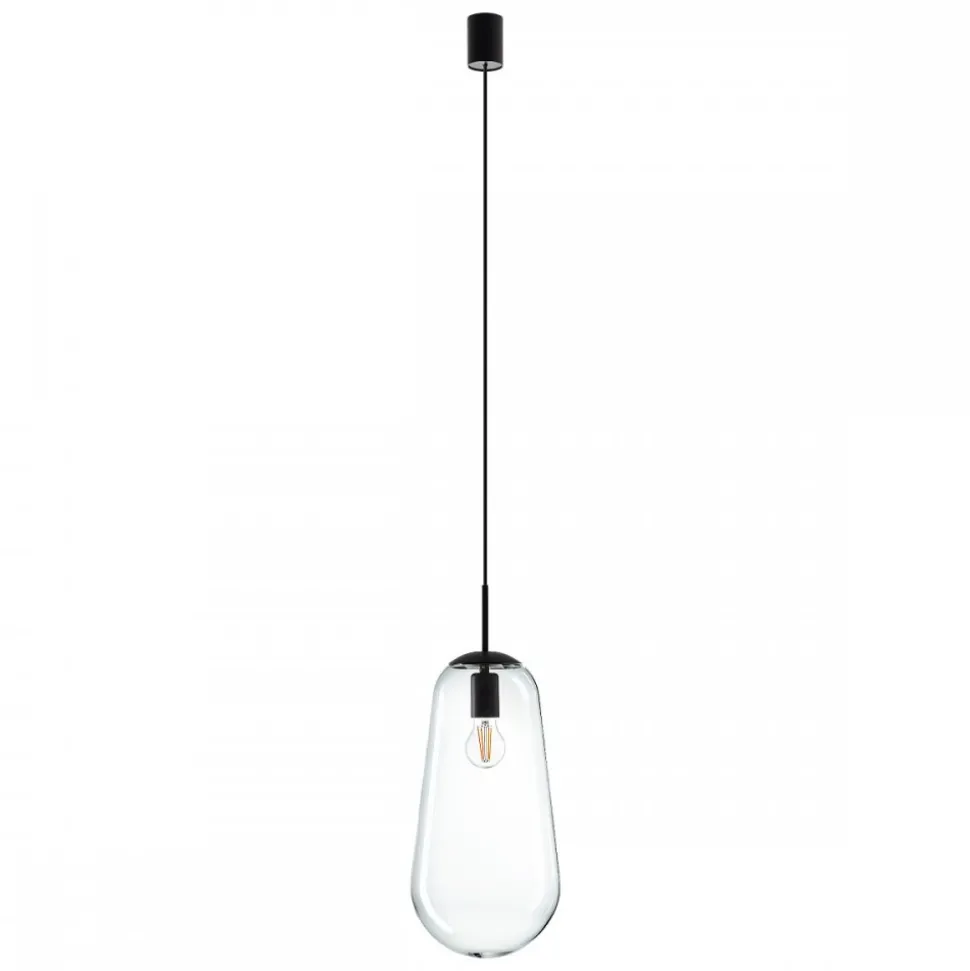 Lampa Wisząca PEAR L Czarny Szklany Klosz 1xE27 22cm