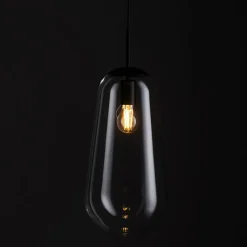 Lampa Wisząca PEAR L Czarny Szklany Klosz 1xE27 22cm