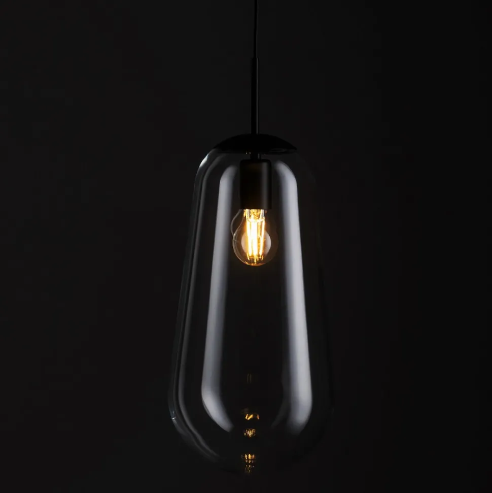 Lampa Wisząca PEAR L Czarny Szklany Klosz 1xE27 22cm