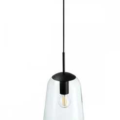 Lampa Wisząca PEAR L Czarny Szklany Klosz 1xE27 22cm