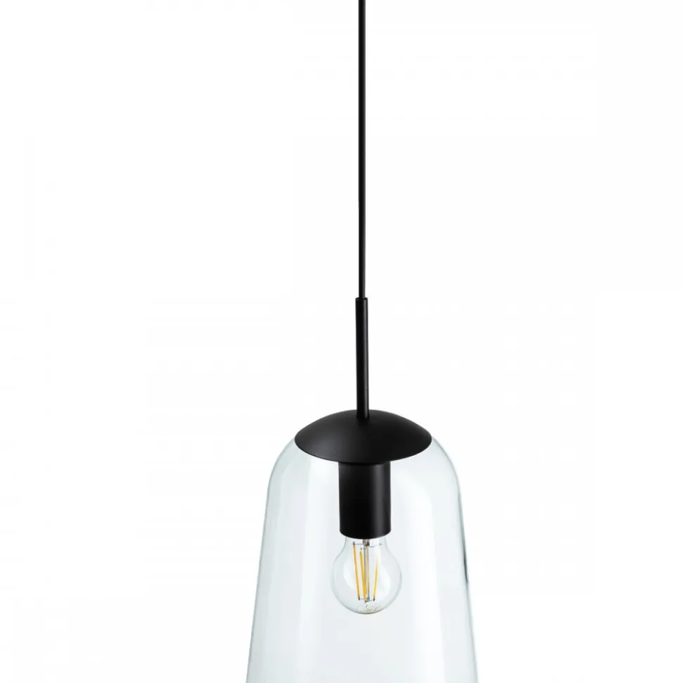Lampa Wisząca PEAR L Czarny Szklany Klosz 1xE27 22cm