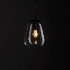 Lampa Wisząca PEAR S Czarny Szklany Klosz 1xE27 22cm