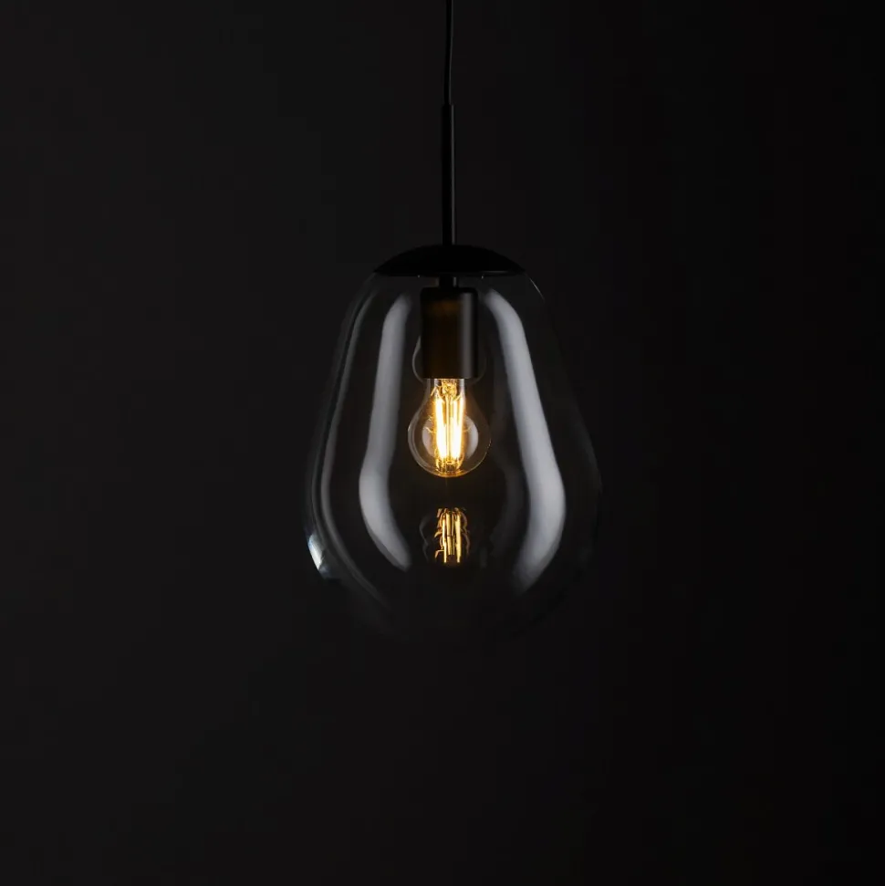 Lampa Wisząca PEAR S Czarny Szklany Klosz 1xE27 22cm