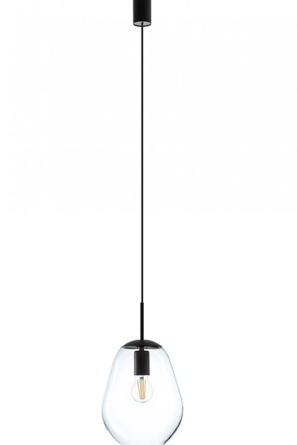Lampa Wisząca PEAR S Czarny Szklany Klosz 1xE27 22cm