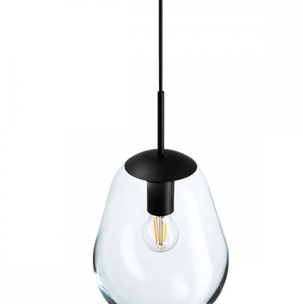 Lampa Wisząca PEAR S Czarny Szklany Klosz 1xE27 22cm