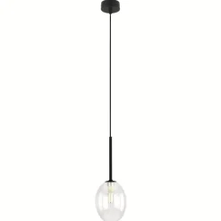 Lampa wisząca PEARL czarna klosz transparentny 1xG9