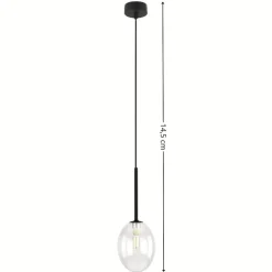 Lampa wisząca PEARL czarna klosz transparentny 1xG9