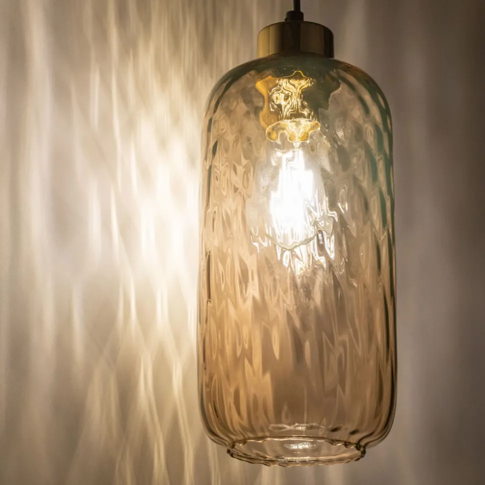 Lampa Wisząca PESCARA Czarny Złoty Szklany Klosz 1xE27