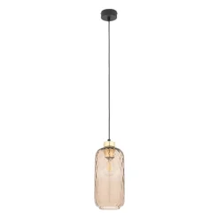 Lampa Wisząca PESCARA Czarny Złoty Szklany Klosz 1xE27