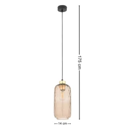 Lampa Wisząca PESCARA Czarny Złoty Szklany Klosz 1xE27