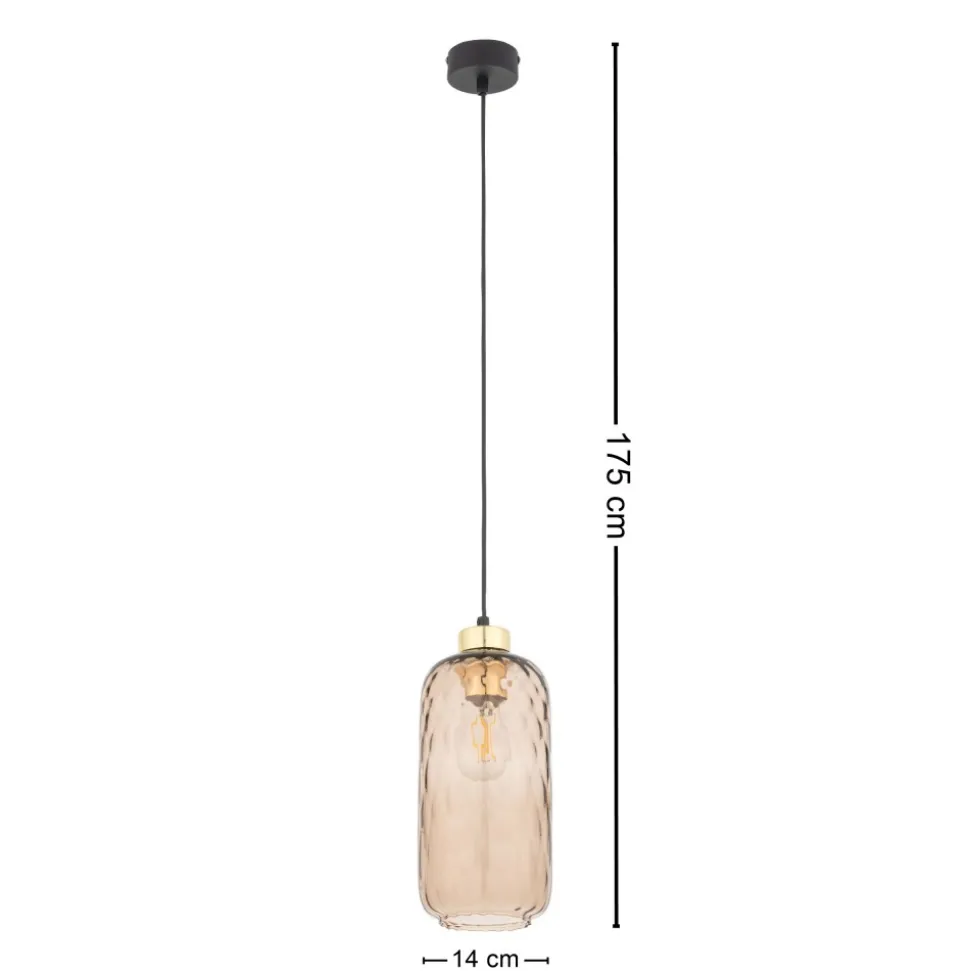 Lampa Wisząca PESCARA Czarny Złoty Szklany Klosz 1xE27