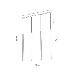 Lampa Wisząca PIANO Czarny Złoty 4xG9