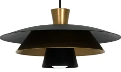 Lampa Wisząca PLATO Czarny Złoty Metalowy Klosz 1xE27 34cm