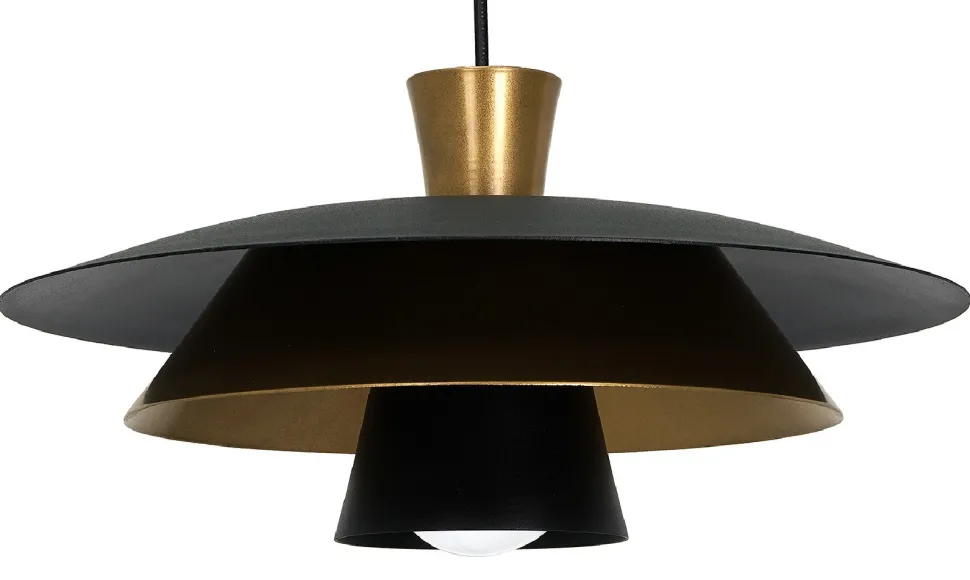Lampa Wisząca PLATO Czarny Złoty Metalowy Klosz 1xE27 34cm