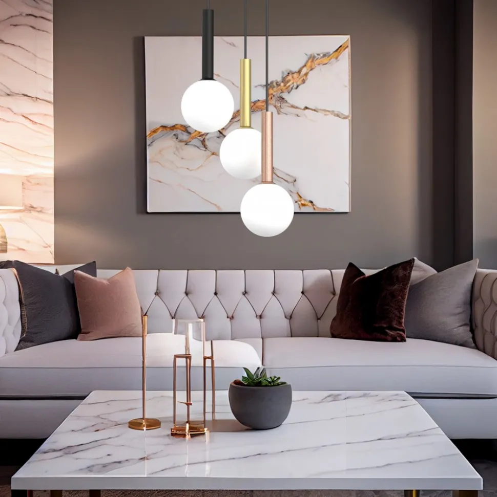 Lampa wisząca PLAY Czarna Szklane klosze 3xG9