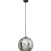 Lampa Wisząca POLARIS Czarny Srebrny Szklany Klosz 1xE27 25cm