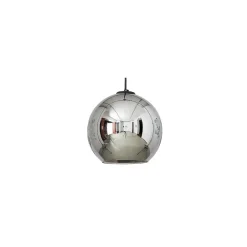 Lampa Wisząca POLARIS Czarny Srebrny Szklany Klosz 1xE27 25cm