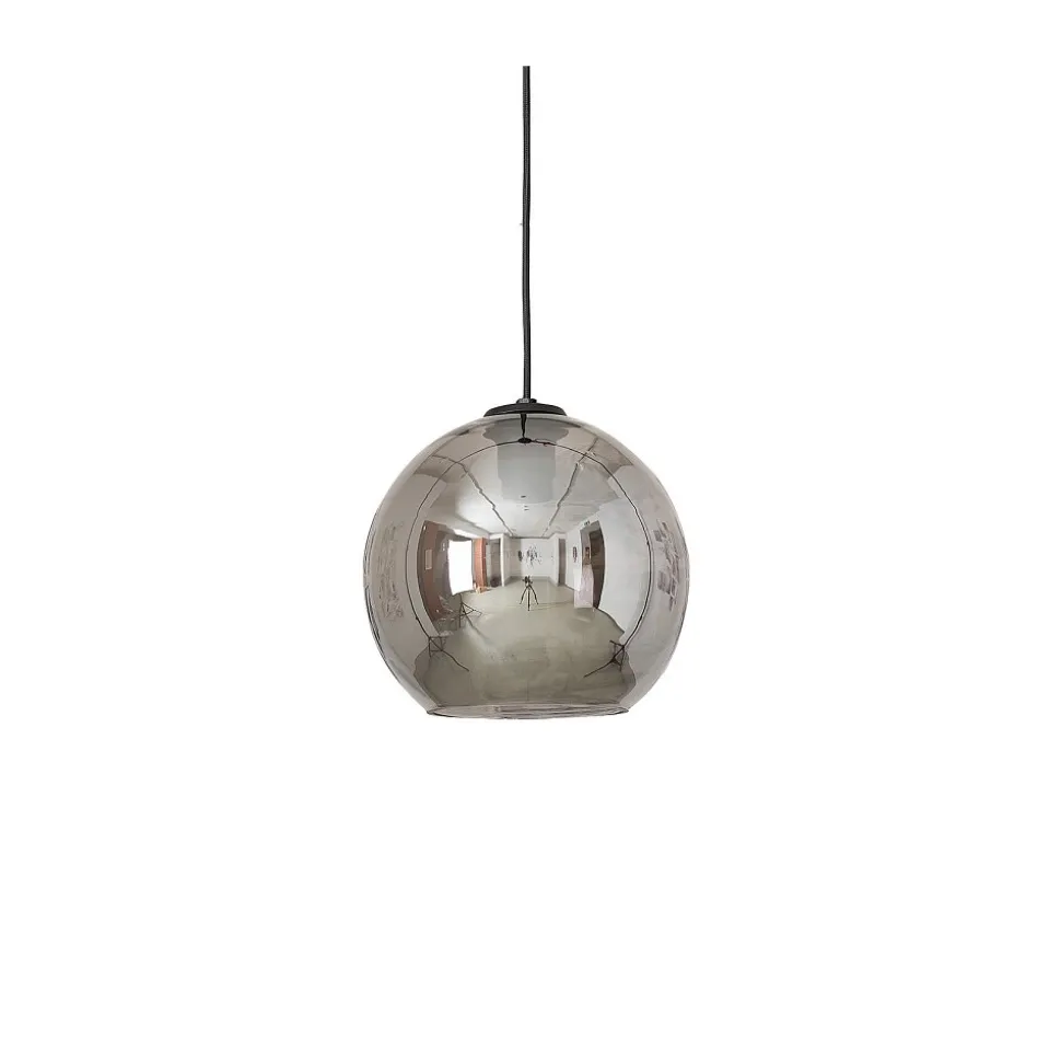 Lampa Wisząca POLARIS Czarny Szary Szklany Klosz 1xE27 25cm