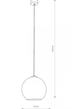Lampa Wisząca POLARIS Czarny Szary Szklany Klosz 1xE27 25cm