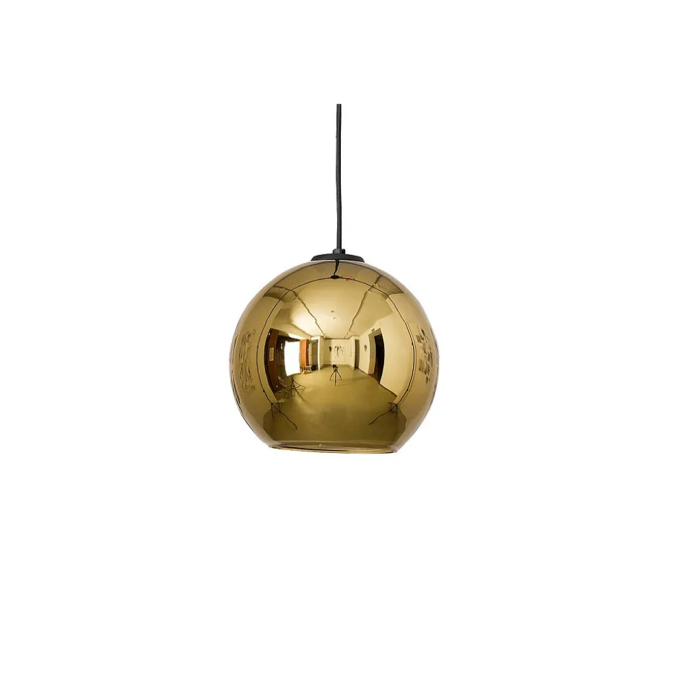 Lampa Wisząca POLARIS Czarny Złoty Szklany Klosz 1xE27 25cm