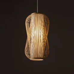 Lampa Wisząca PUKET Biały Brązowy Abażur 1xE27 30cm