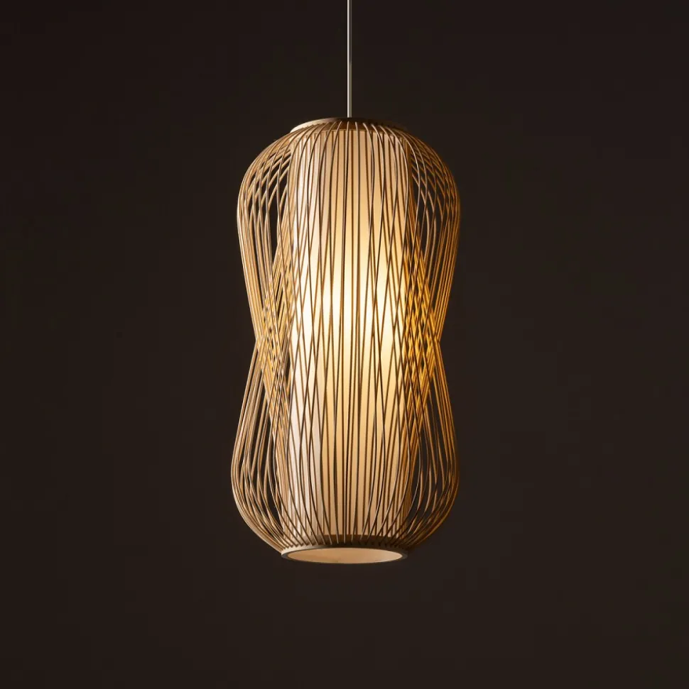 Lampa Wisząca PUKET Biały Brązowy Abażur 1xE27 30cm