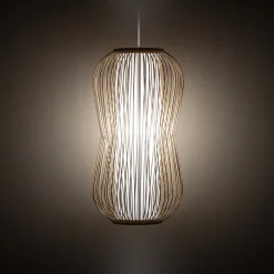 Lampa Wisząca PUKET Biały Brązowy Abażur 1xE27 30cm