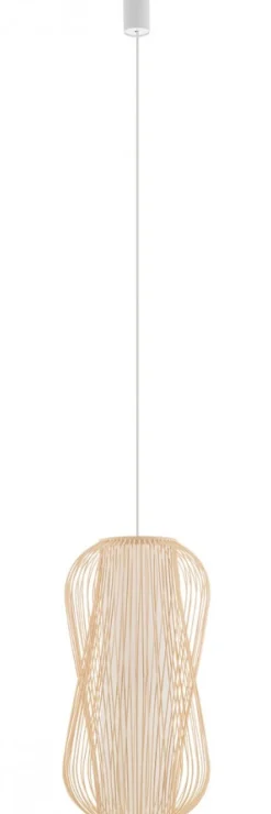 Lampa Wisząca PUKET Biały Brązowy Abażur 1xE27 30cm