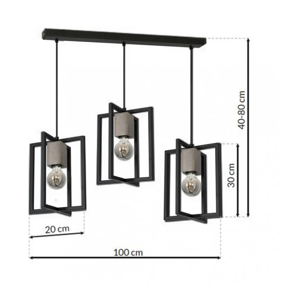 Lampa Wisząca RALPH Czarny 3xE27