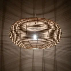 Lampa Wisząca RATTAN Biały Brązowy Abażur 1xE27 79 cm
