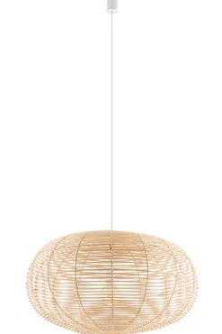 Lampa Wisząca RATTAN Biały Brązowy Abażur 1xE27 79 cm