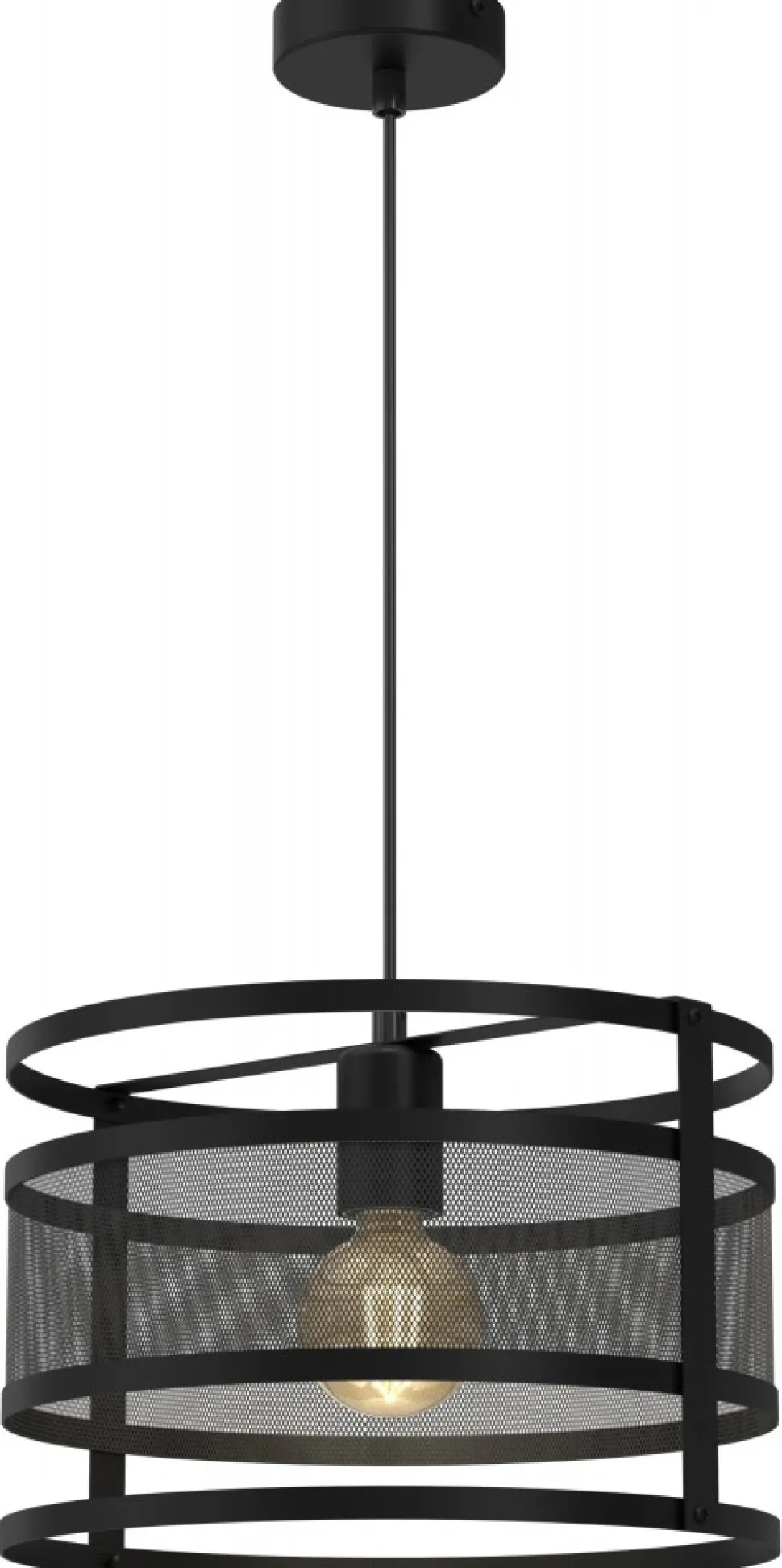 Lampa Wisząca RIM Czarny Metalowy Klosz 1xE27 30cm