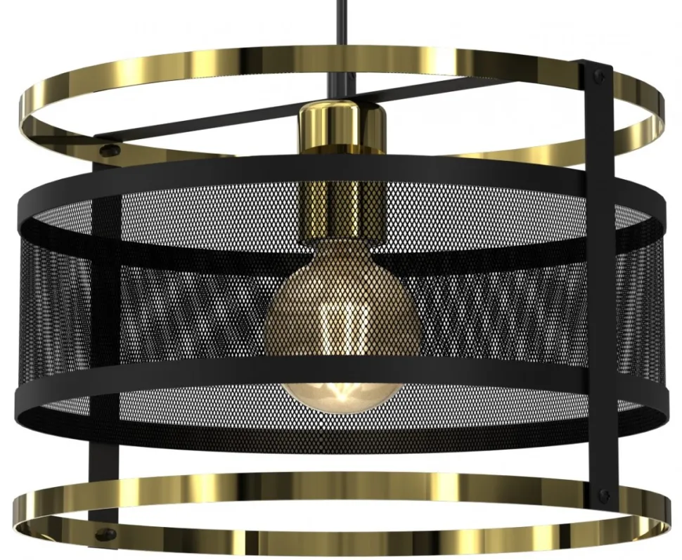 Lampa Wisząca RIM Czarny Złoty Metalowy Klosz 1xE27 30cm