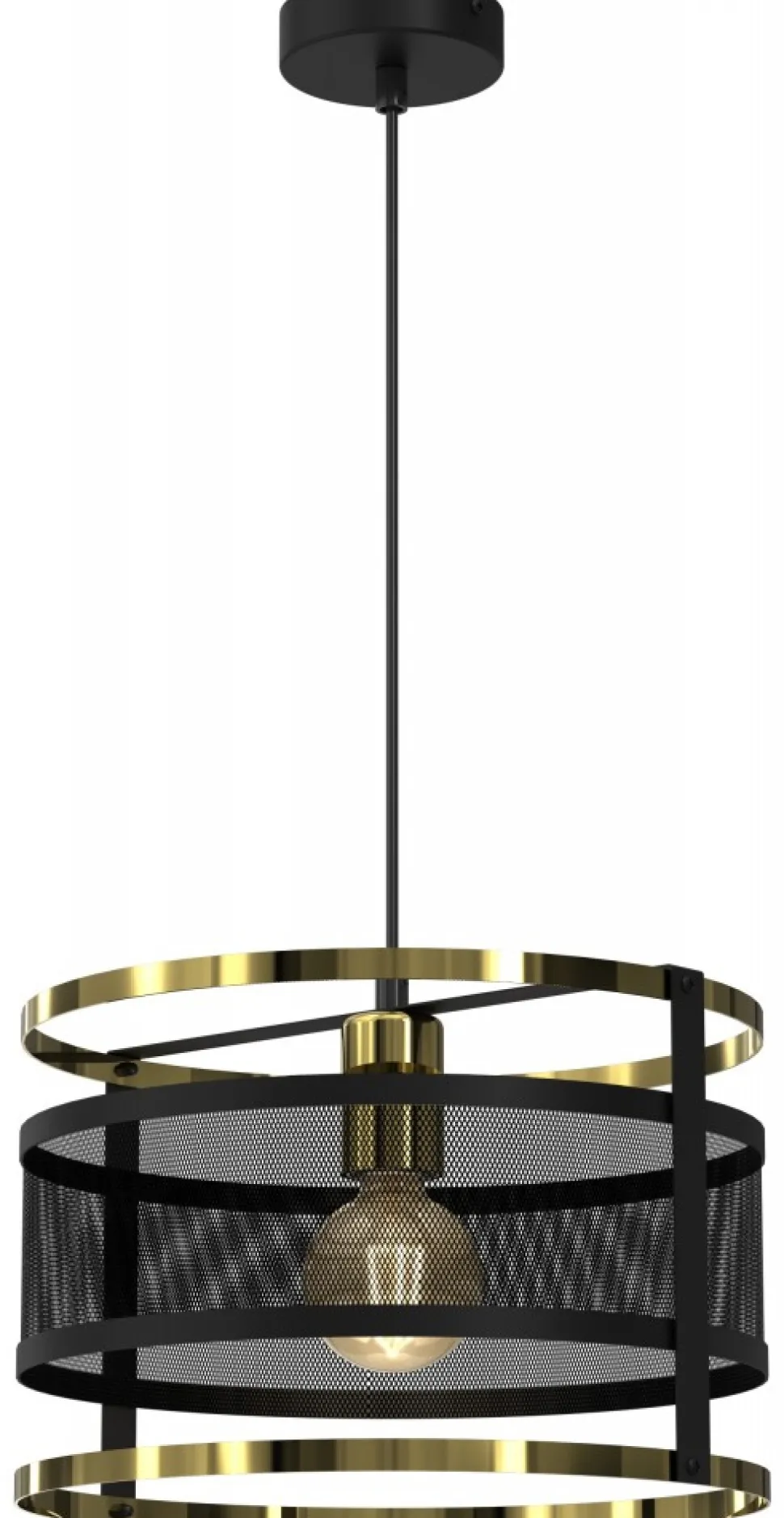 Lampa Wisząca RIM Czarny Złoty Metalowy Klosz 1xE27 30cm