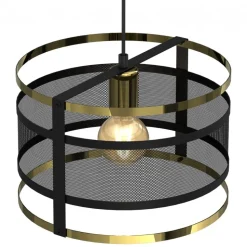 Lampa Wisząca RIM Czarny Złoty Metalowy Klosz 1xE27 30cm